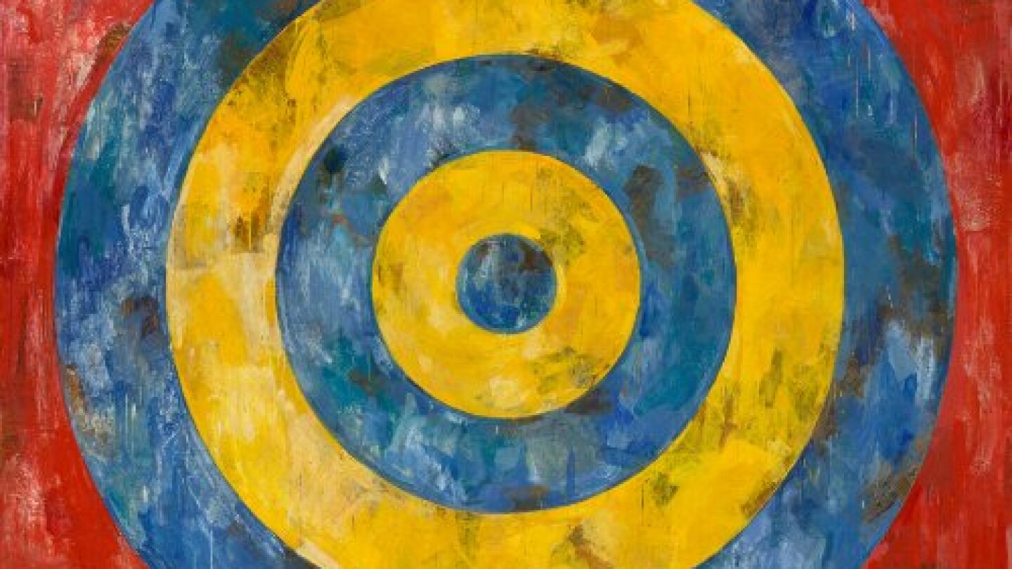 Jasper Johns, Target, 1961. Encaustic and collage on canvas. 167.6 x 167.6 cm. The Art Institute of Chicago Art © Jasper Johns/Licensed by VAGA, New York, NY. Photo: © 2017. The Art Institute of Chicago / Art Resource, NY / Scala, Florence