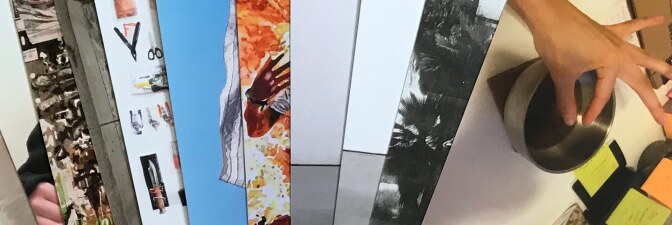 Interior detail of “Hindsight Is 2020: Dispatches from the Edge of an Apocalypse,” exhibition-in-a-box. | Carol Cheh