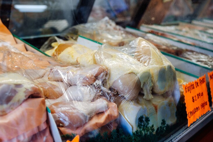 Cuts of meat at a small corner market in Boyle Heights. | Chava Sanchez/LAist