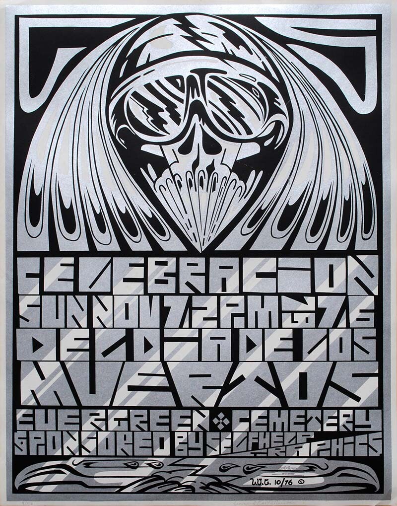 “Día de Los Muertos” by Leonard Castellanos (1976 Commemorative Dia de Los Muertos Print) | Courtesy of Self Help Graphics & Art