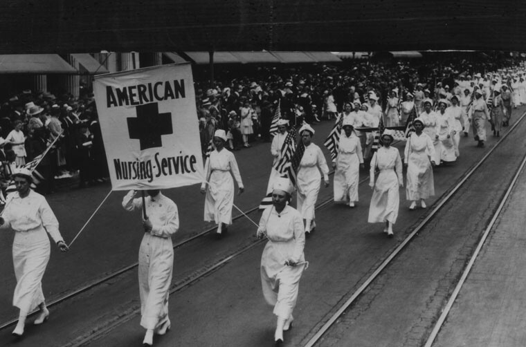 Red Cross parade through Los Angeles, 1918