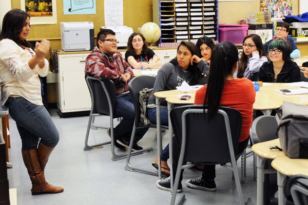 Jasmine Ceja, National Youth Organizing Manager for Break the Cycle during training at Arroyo HS