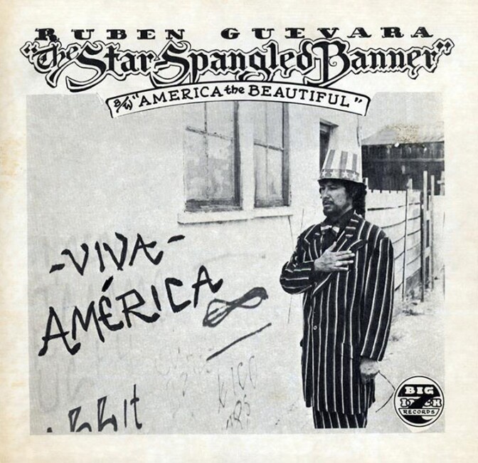 Cover art for the 45 rpm single of Ruben Guevara's doo-wop version of "The Star-Spangled Banner," 1976 | Rhino Records