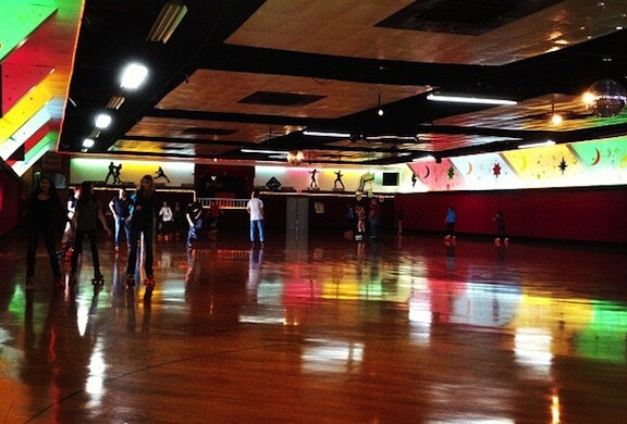 An interior photo of Glendale's Moonlight Rollerway.