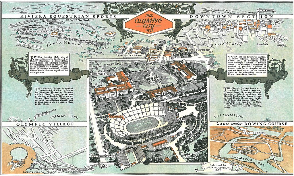 Map detailing sporting venues for the 1932 Olympic