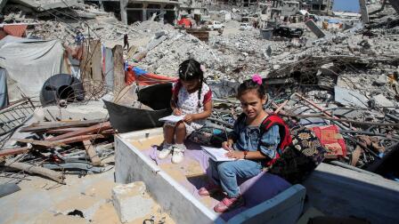 Teachers work to educate Gazan children in makeshift schools