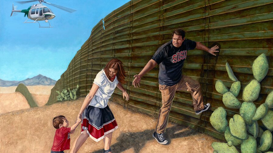 "In Search of a New Home" by Eric Almanza is featured in the exhibitions "E Pluribus Unum: Out of Many, One," at Studios on the Park in Paso Robles, and "Art as Resistance: Paintings in Protest of a Trump Presidency" at Avenue 50 Studio in Los Angeles. |