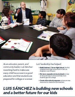 Campaign literature in support of Luis Sanchez