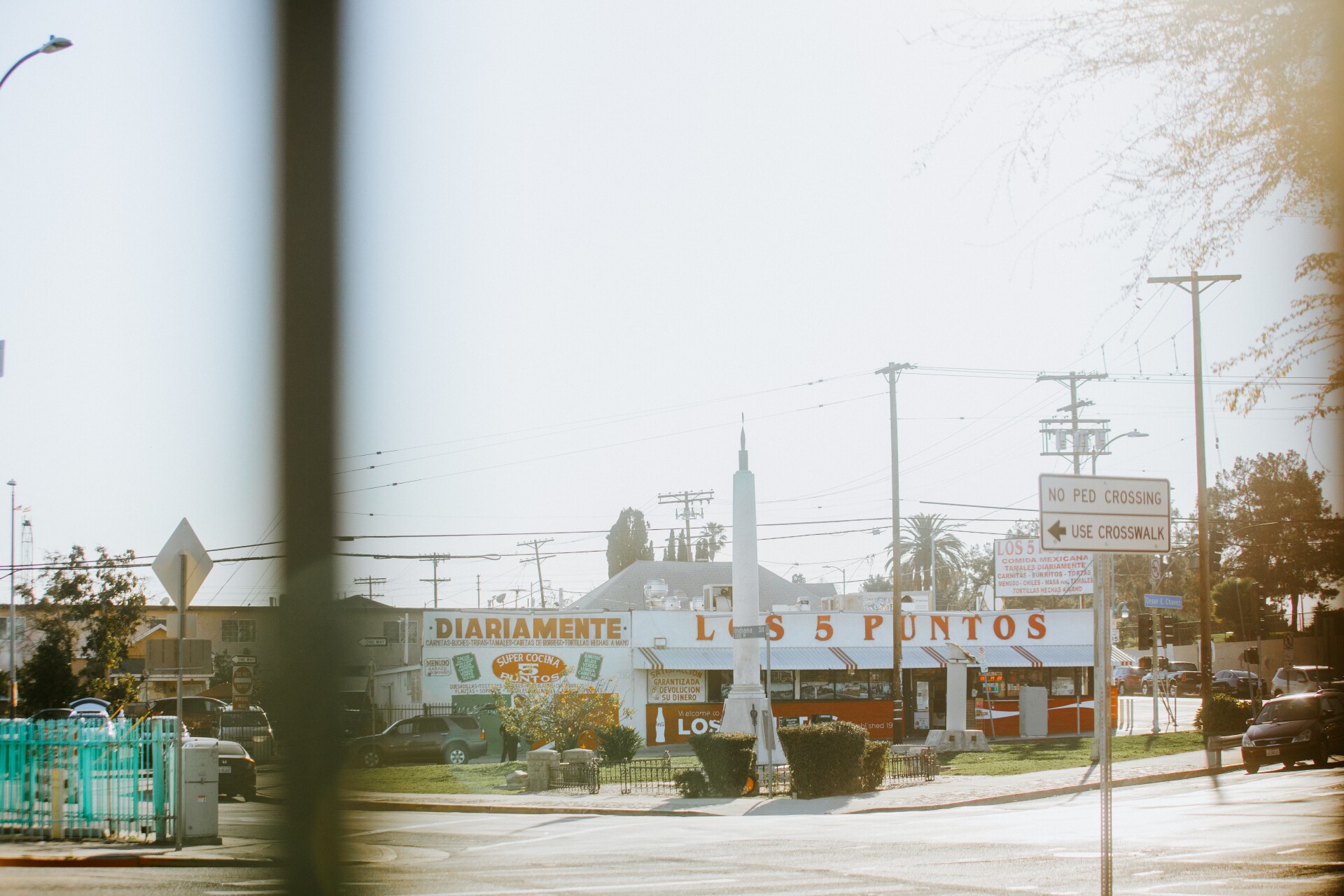 Los Cinco Puntos seen from across the street