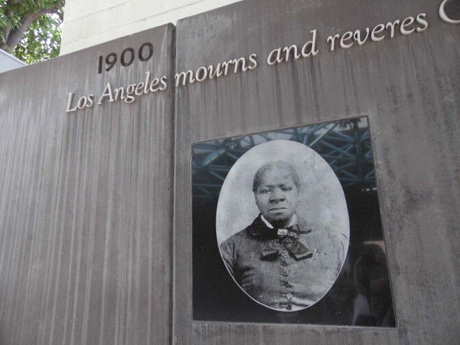 The Biddy Mason memorial at Biddy Mason Memorial Park. | Sandi Hemmerlein