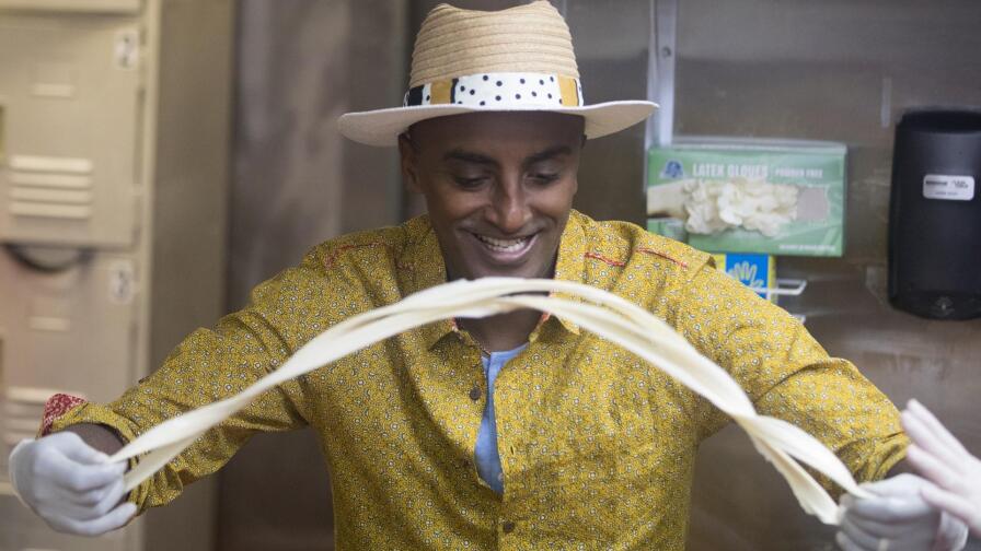 Chef Marcus Samuelsson makes hand-pulled noodles in "No Passport Required: Las Vegas."