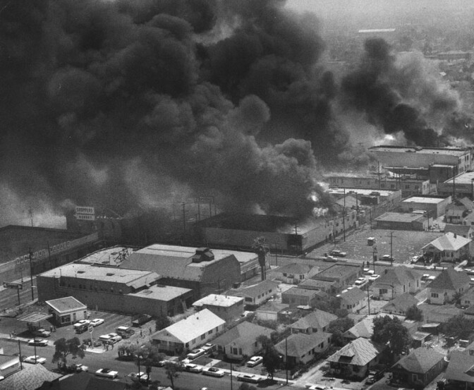 Several Buildings on Fire during Watts Riots