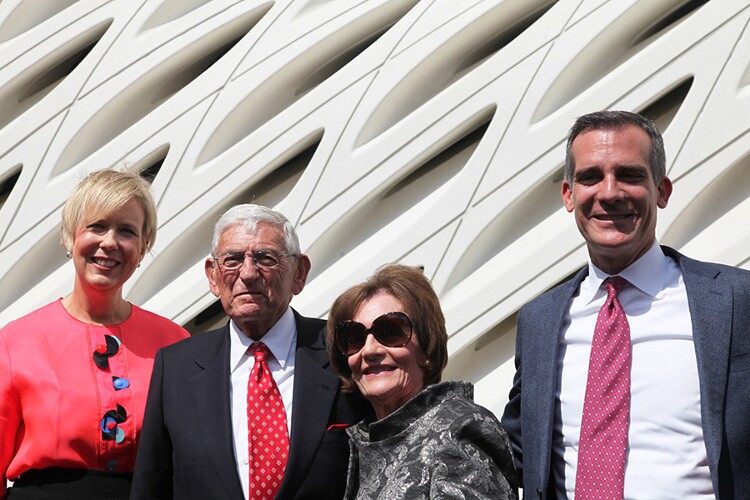 Joanne Heyler, Eli Broad, Edythe Broad and Mayor Eric Garcetti. | Photo: Drew Tewksbury.
