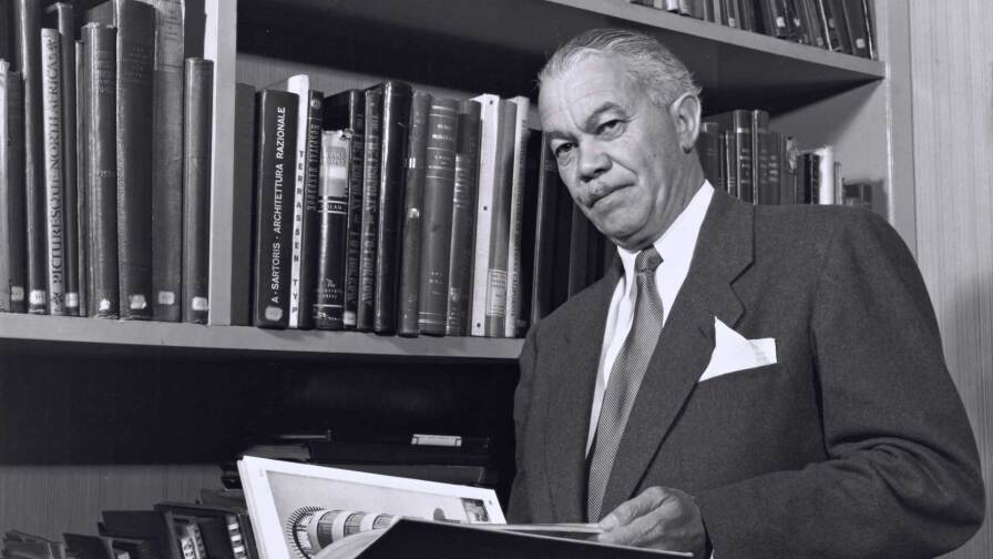 Paul R. Williams in a library | J. Paul Getty Trust. Getty Research Institute, Los Angeles