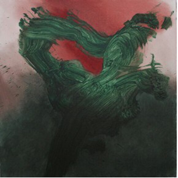 Red Green Study 2 (2011) by Seyburn Zorthian, acrylic and oil on canvas, 36'' x 36''