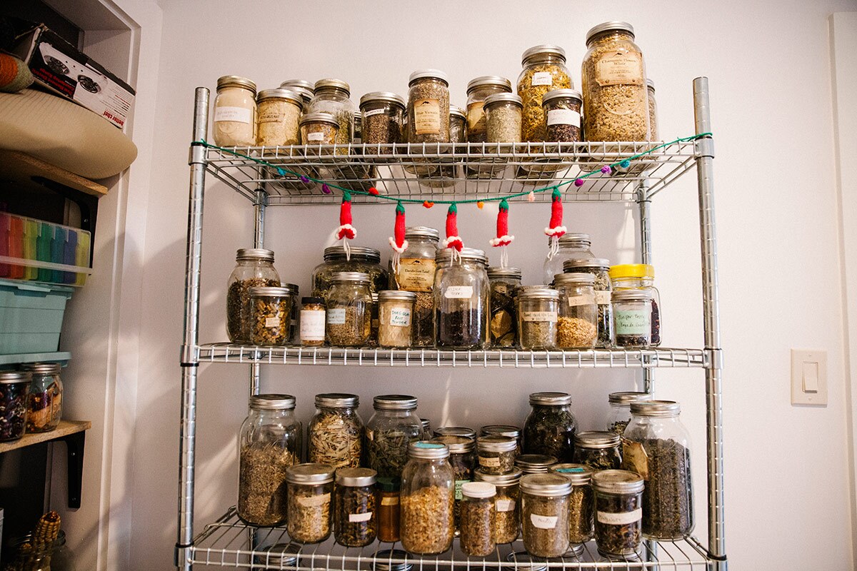 Loba's jars of dried herbs. | Samanta Helou Hernandez