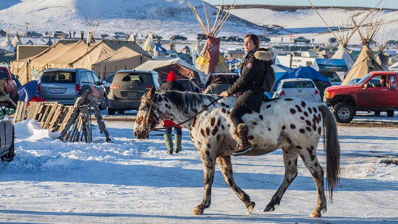 Water Protector rides an Appaloosa at Standing Rock | Photo: Dark Sevier, some rights reserved