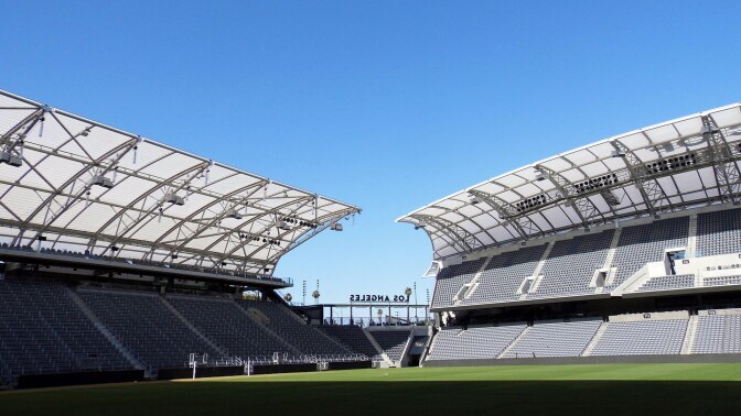 The plastic angel wing-shaped canopy at Banc of California Stadium | Sandi Hemmerlein