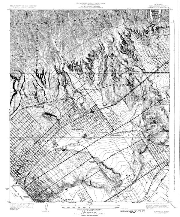 1925 topographic map of Sawtelle and neighboring areas. Courtesy of the California Geographical Survey, CSUN.
