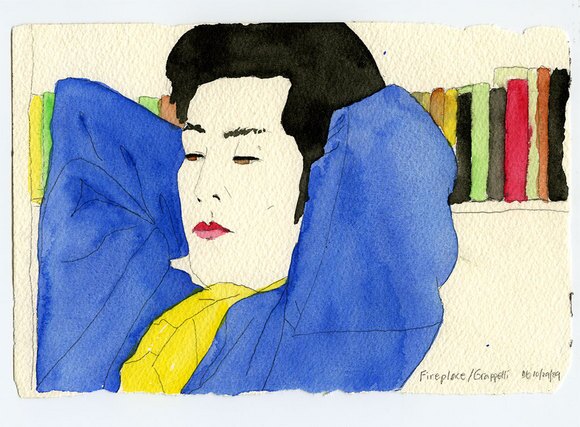 Mr. Bonzai, quot;Fireplace/Grapelliquot; 1989, Pencil and Watercolor on Paper