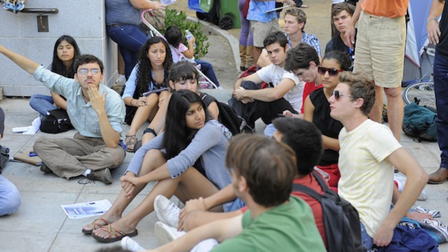 At a Occupy L.A. meeting on the steps of City Hall before the camp was evicted | Photo by Tom Andrews
