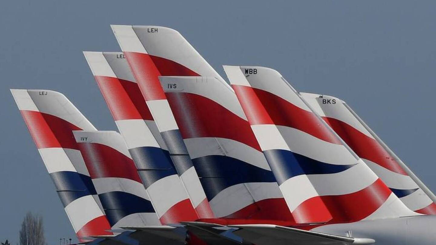 Tail Fins of British Airways planes are seen parked at Heathrow airport as the spread of the coronavirus disease (COVID-19) continues, London, Britain, March 31, 2020. | REUTERS/Toby Melville