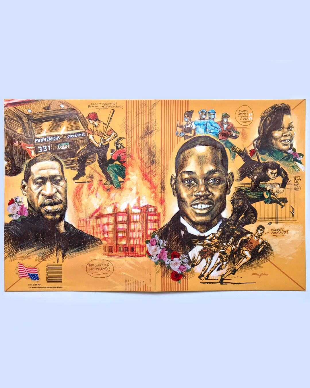 Patrick Martinez, "Racism Doesn’t Rest During A Pandemic Pee Chee (No Justice No Peace)," 2020. Credit: Courtesy of the artist and Charlie James Gallery, Los Angeles. | Patrick Martinez.