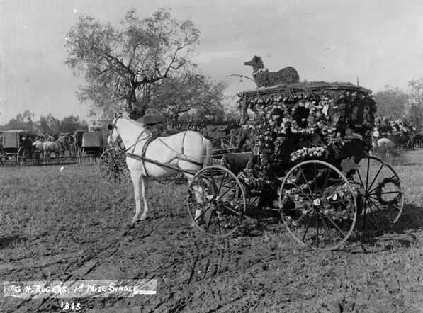 This float won the top prize in the 1893 Tournament of Roses Parade. Photo courtesy of the Herald-Examiner Collection, Los Angeles Public Library.