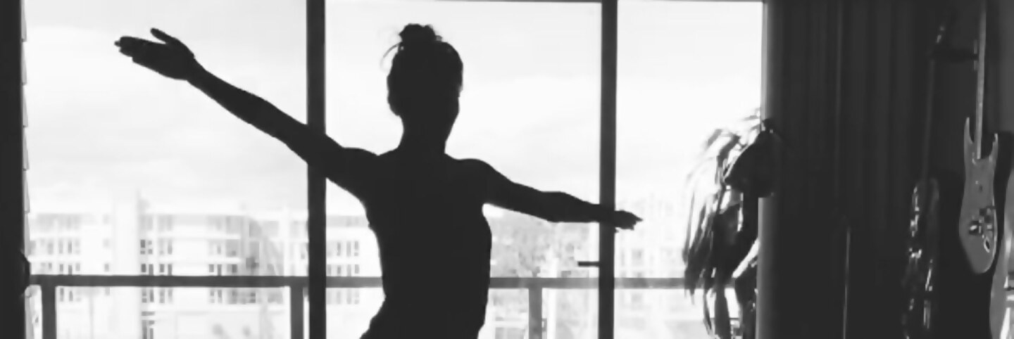 Silhouette of an L.A. Dance Project dancer in "12 Variations." | Screenshot from 12 Variations."