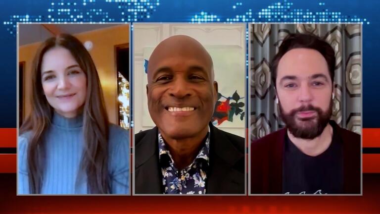 Jim Parsons, Katie Holmes and Kenny Leon on Broadway’s “Our Town”