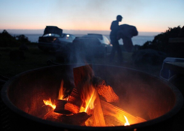 Campfire at Kirk Creek Campground in Big Sur, which is part of Los Padres NF