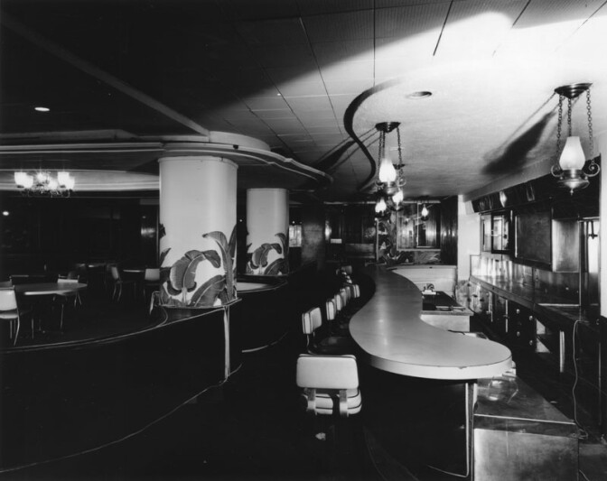 The Ambassador's coffee shop, designed by architect Paul Revere Williams