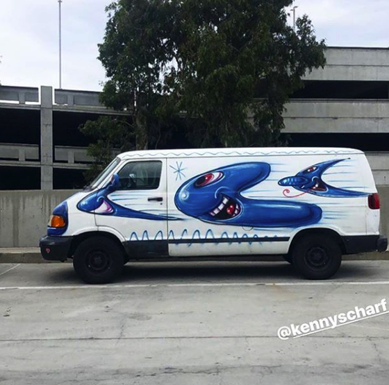 A white van bombed by Kenny Scharf for his "Karbombz!" project | Courtesy of the artist