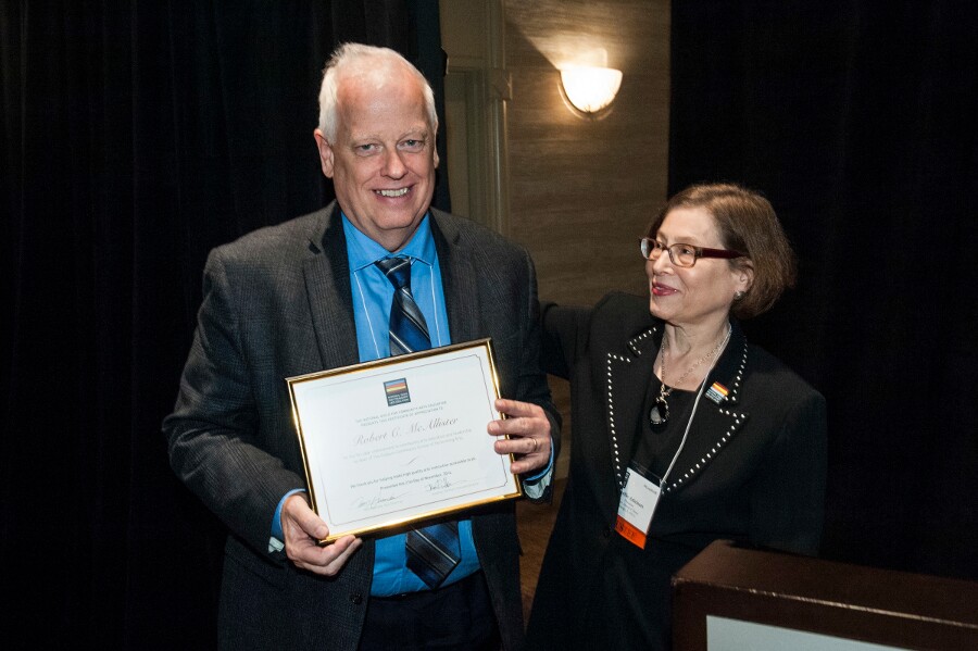 Robert McAllister receiving the Guild Milestone Award 2014
