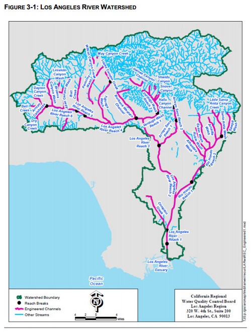 The study area covered the entire L.A. River watershed