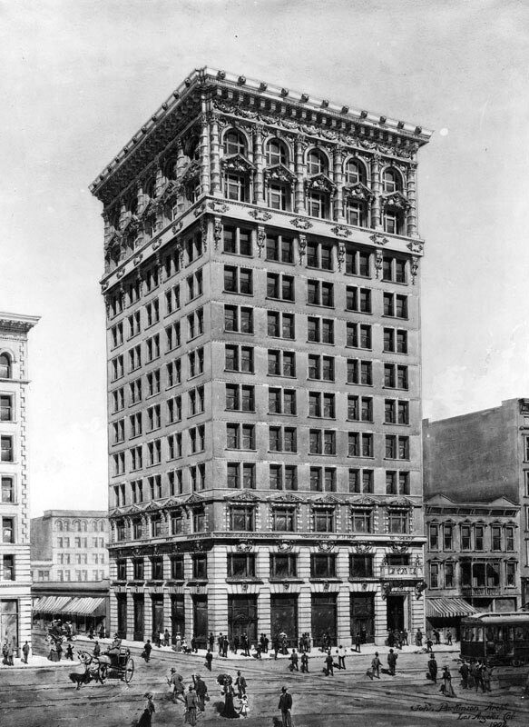 1902 artist's rendering of the Braly Block, L.A.'s first skyscraper. Courtesy of the Photo Collection, Los Angeles Public Library.