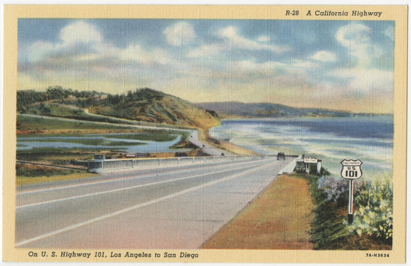 "A California Highway" – 1937 postcard of U.S. 101
