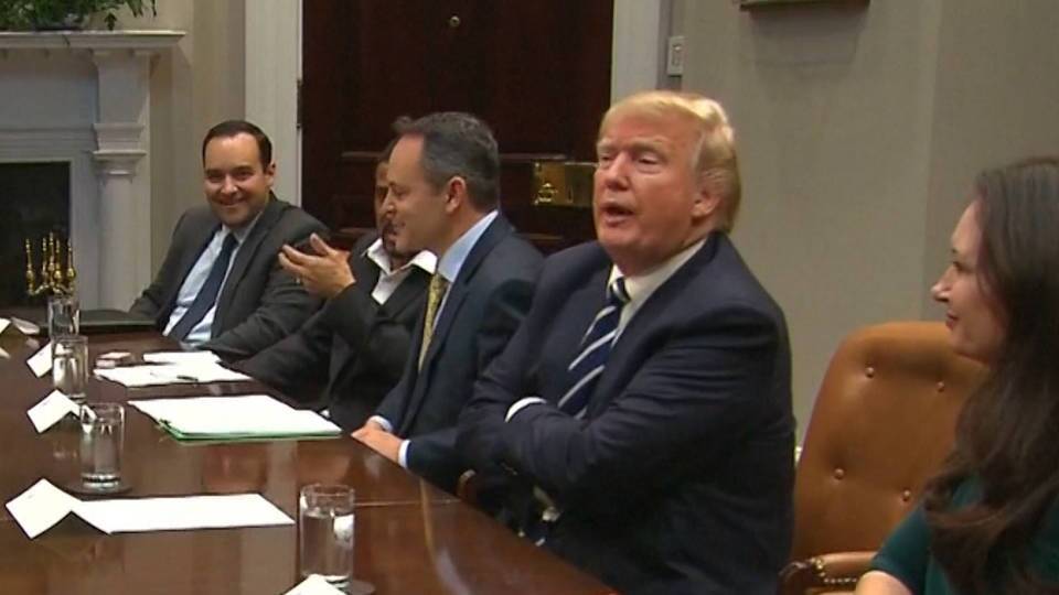 Still of President Donald Trump speaking. | Democracy Now