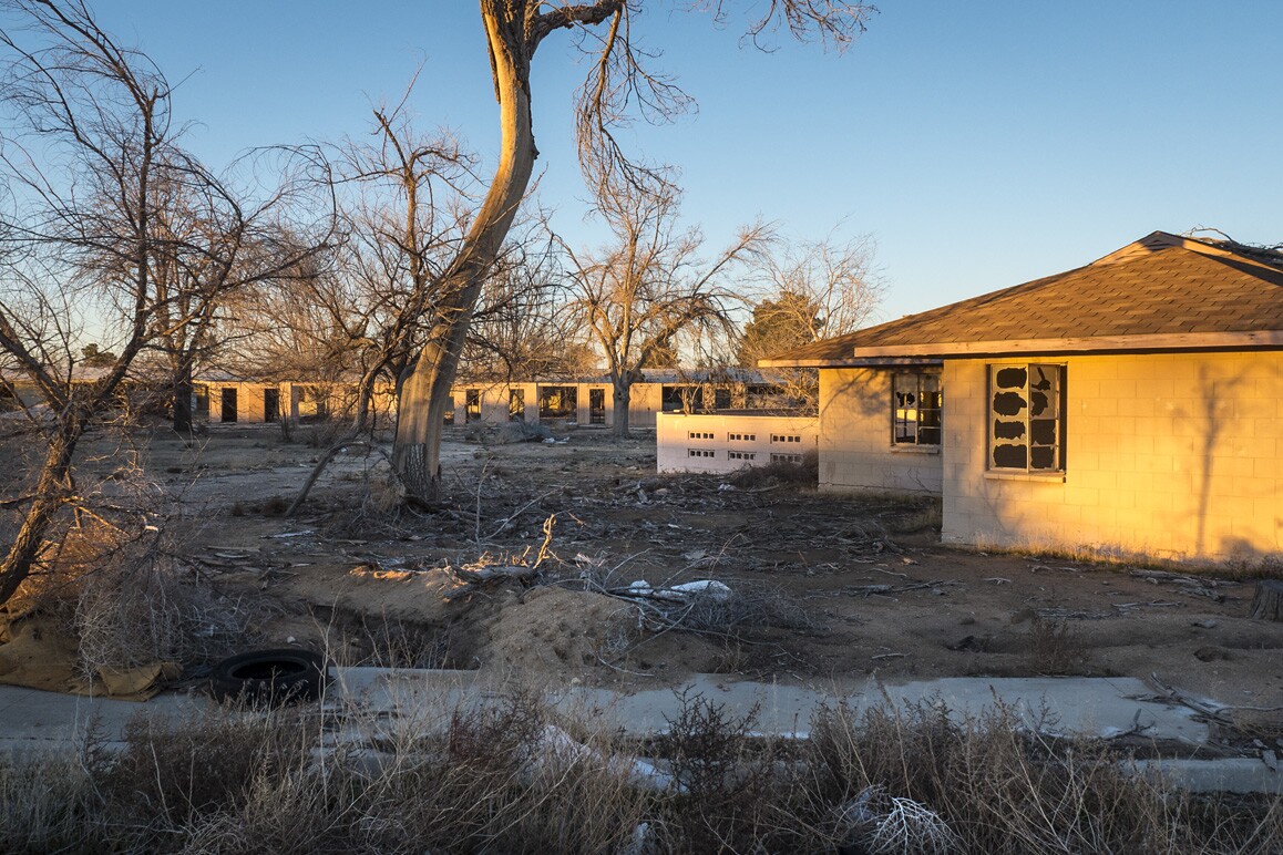 Abandoned base housing for the defunct George Air Force Base in Victorville, CA. Photo: Kim Stringfellow.