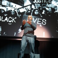 Bryonn Bain performs "Lyrics From Lockdown" at the Skirball Cultural Center
