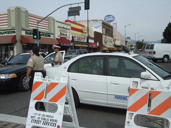 A street closure for a street fair in Highland Park
