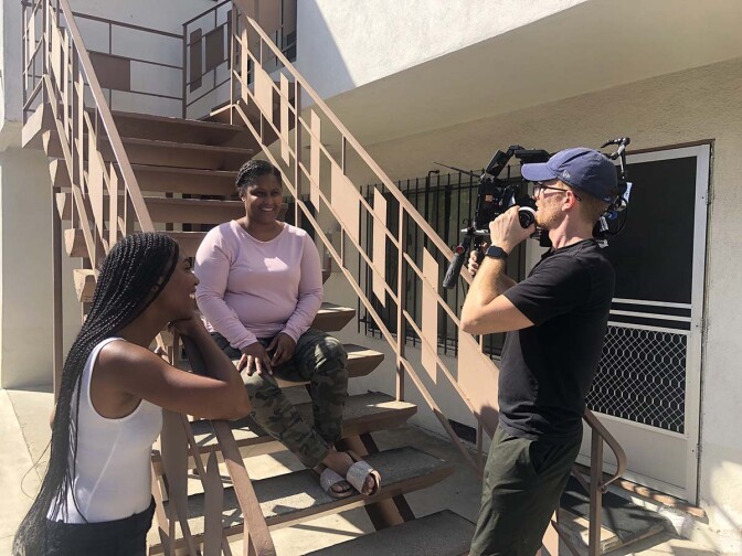 Allison Waite and her crew filming "The Dope Years: The Story of Latasha Harlins." | Courtesy of Allison Waite