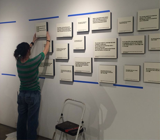 Nina Preisendorfer, artist in residence, installs for "(Con)text: Rethinking Language in Art."