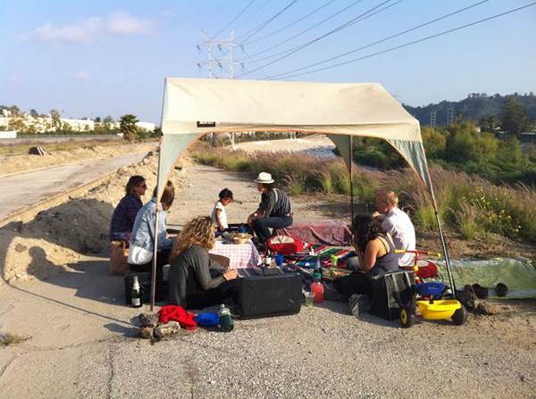 A picnic on the Bowtie parcel by the L.A. River | Photo: Lila Higgins