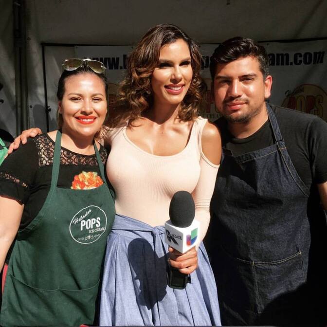 Ade Ken and Marthin Ken with Univision's Tati Polo | Courtesy of Helados Pops